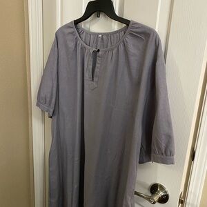 Lightweight Round-Neck Tunic Dress in Dusky Gray